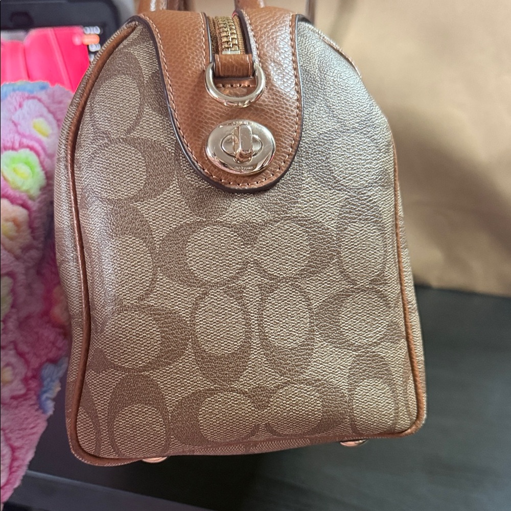 Coach Bennett Tan and Brown Signature Satchel - Picture 5 of 16